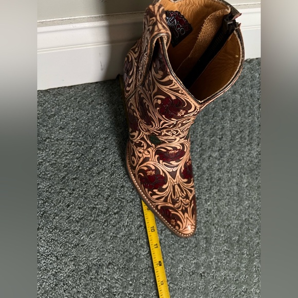 NEW Old Gringo 8 B Tooled Western Cowboy Boots Zip Ankle Booties Valentines - Picture 9 of 11